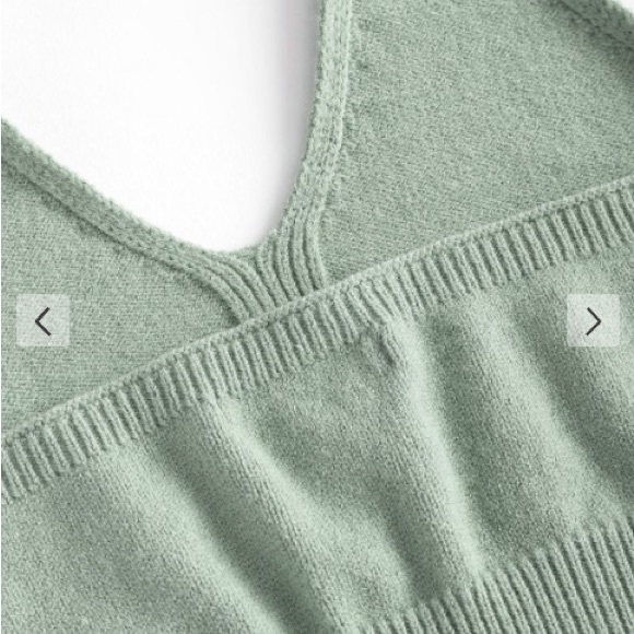 Halter Cropped Knitted Two Piece Light Green - Picture 3 of 5